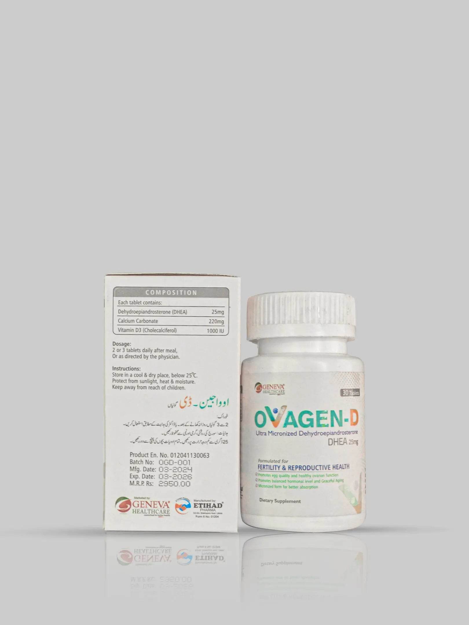 Ovagen-D Tablet (Dhea 25mg) - Geneva Healthcare 